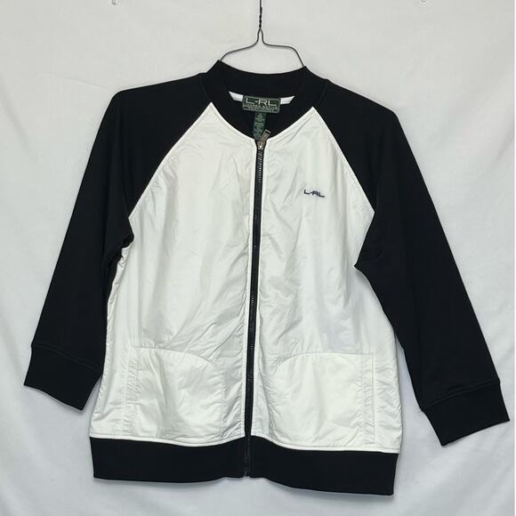 L-RL Lauren Active Women’s XL White Black Long Sleeve Full Zip Track Jacket - Picture 1 of 7